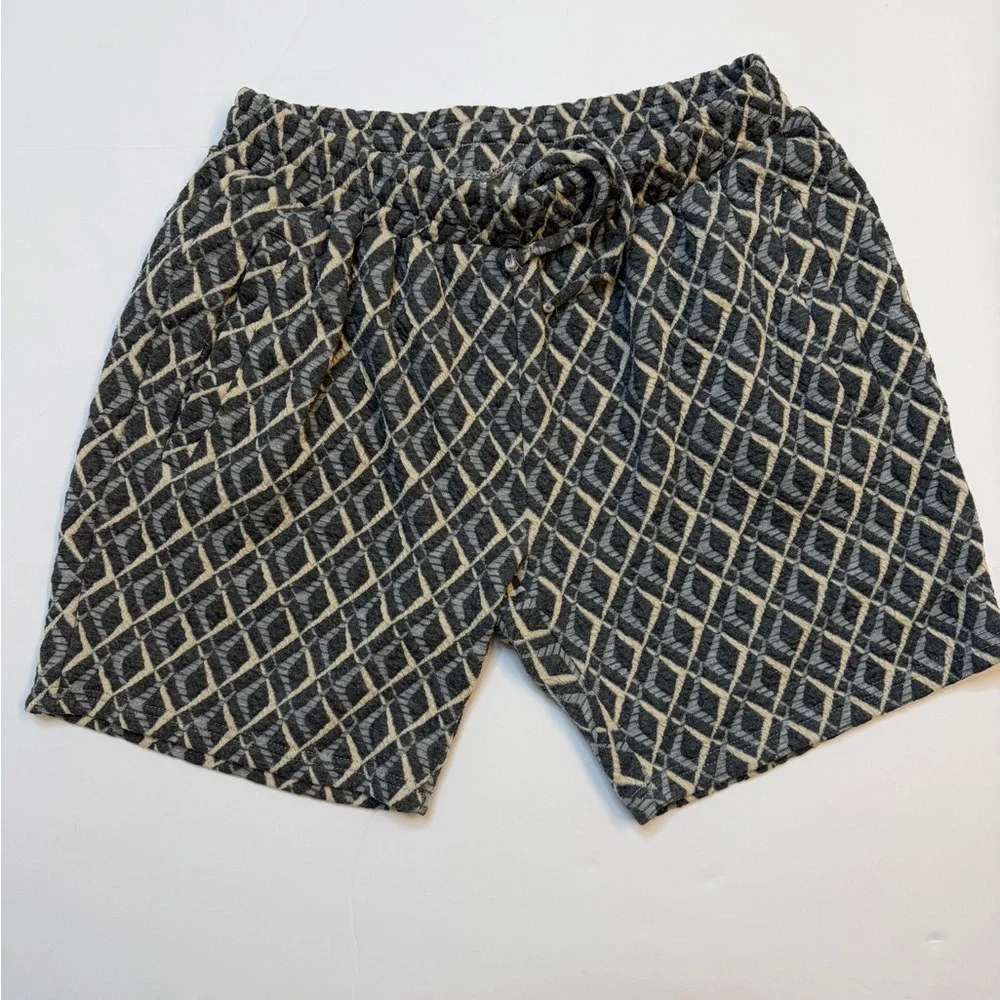 Fleece factory Diamond Pattern Knit Drawstring Shorts - Blue & Cream - Picture 1 of 8